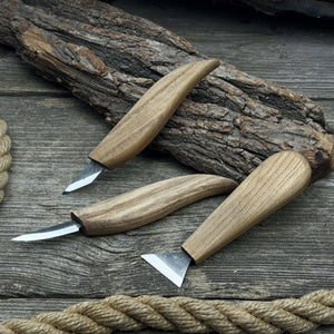3-Piece Wood Carving Knife Set detail view by Sharky Forged Steel Tools