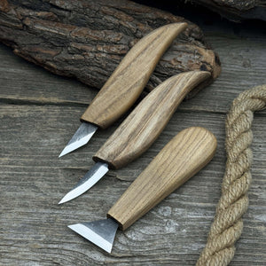 3-Piece Wood Carving Knife Set detail view by Sharky Forged Steel Tools