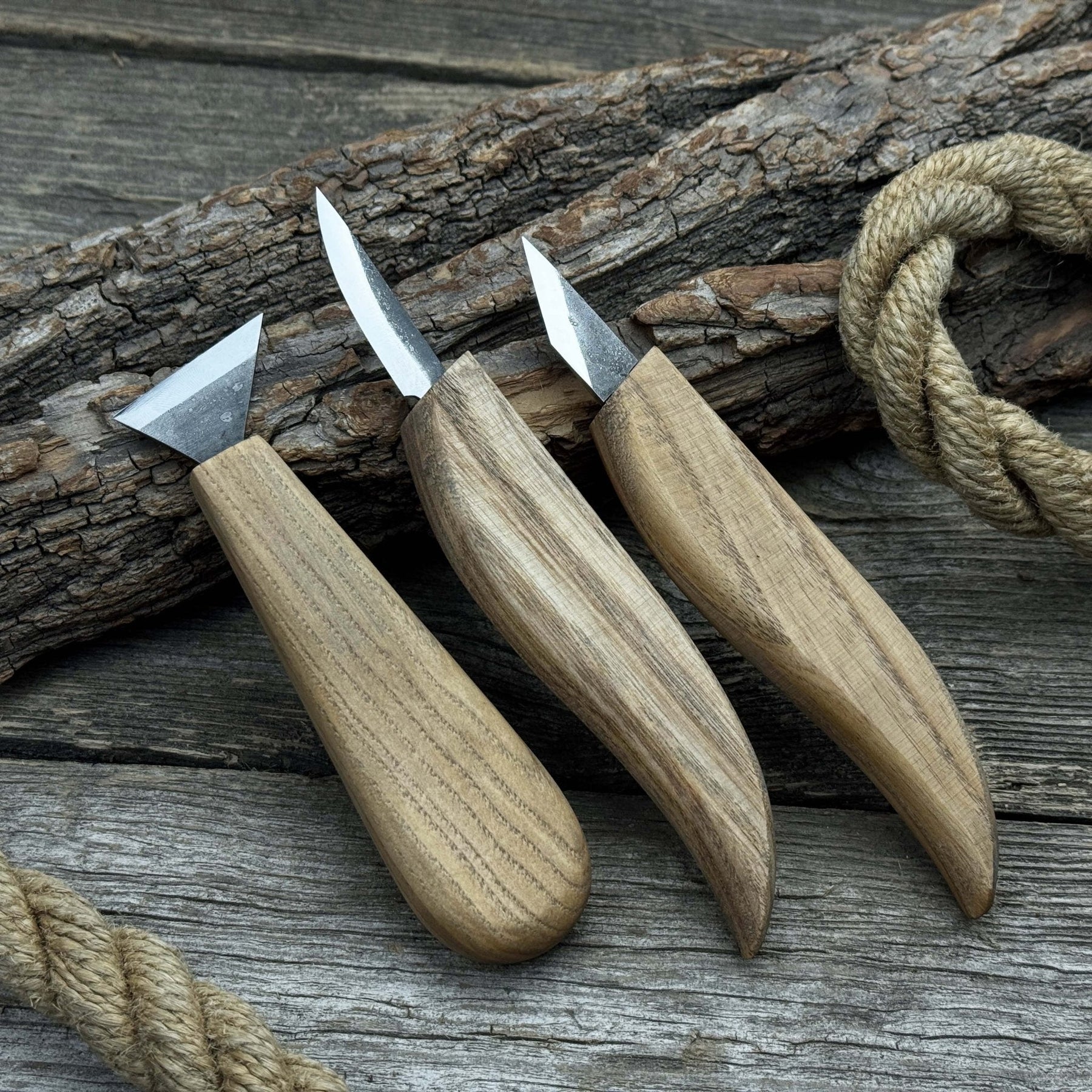 3-Piece Wood Carving Knife Set by Sharky Forged Steel Tools