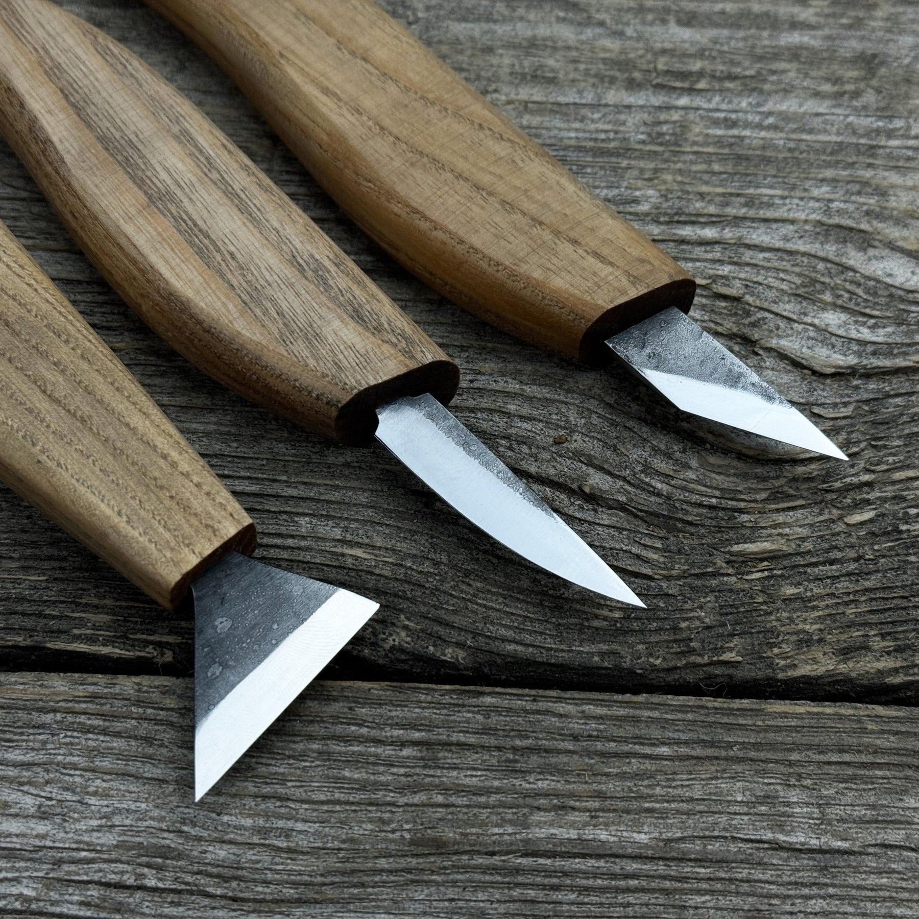3-Piece Wood Carving Knife Set detail view by Sharky Forged Steel Tools