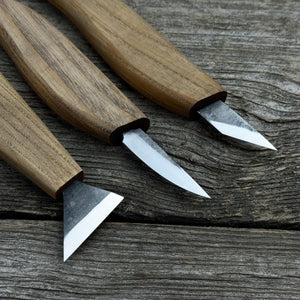 3-Piece Wood Carving Knife Set detail view by Sharky Forged Steel Tools