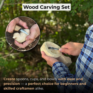 3-Piece Wood Carving Knife Set – Whittling Knife, Hook Knife & Leather Strop detail view by Sharky Forged Steel Tools