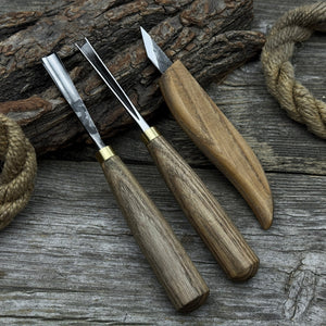 3-Piece Wood Carving Tool Set – For Geometric, Detail & Relief Carving detail view by Sharky Forged Steel Tools