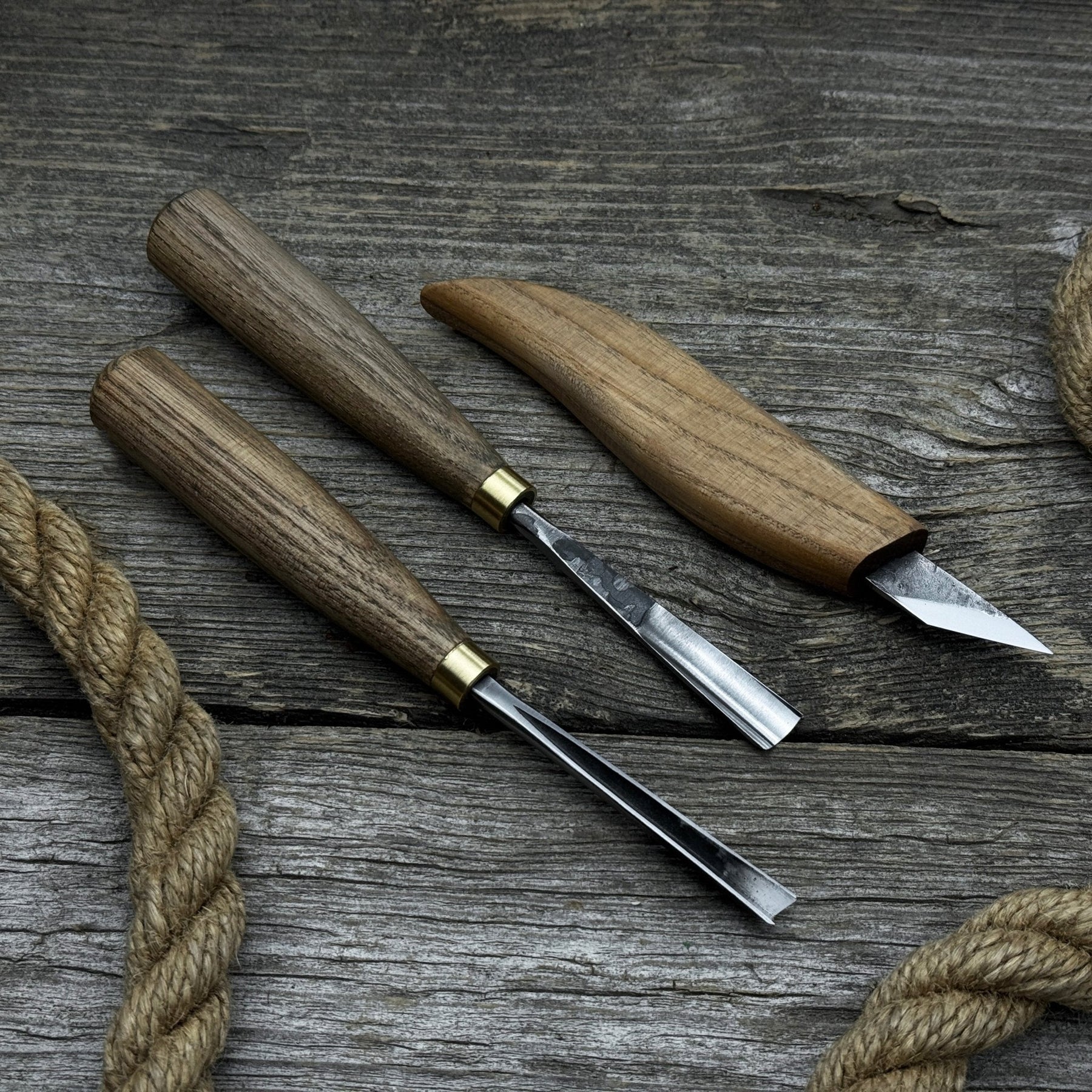 3-Piece Wood Carving Tool Set – For Geometric, Detail & Relief Carving detail view by Sharky Forged Steel Tools