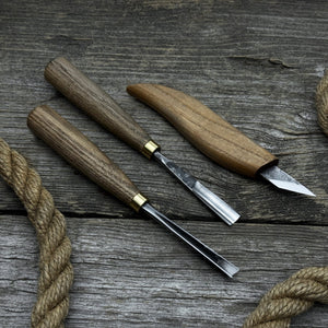 3-Piece Wood Carving Tool Set – For Geometric, Detail & Relief Carving detail view by Sharky Forged Steel Tools