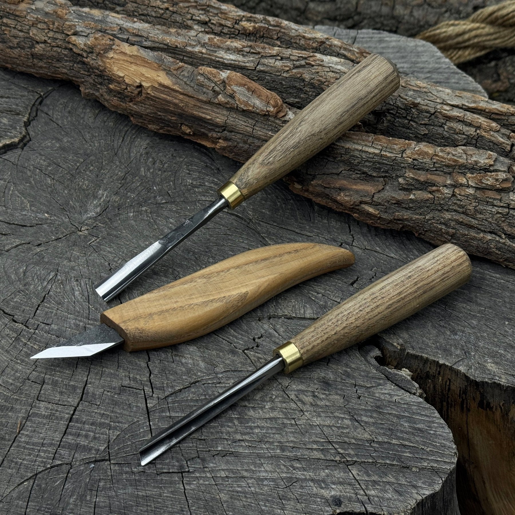 3-Piece Wood Carving Tool Set – For Geometric, Detail & Relief Carving detail view by Sharky Forged Steel Tools