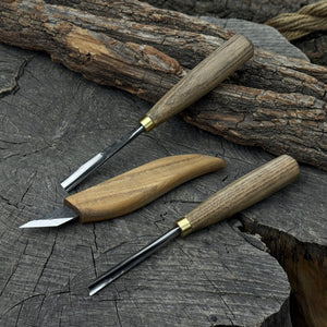 3-Piece Wood Carving Tool Set – For Geometric, Detail & Relief Carving detail view by Sharky Forged Steel Tools