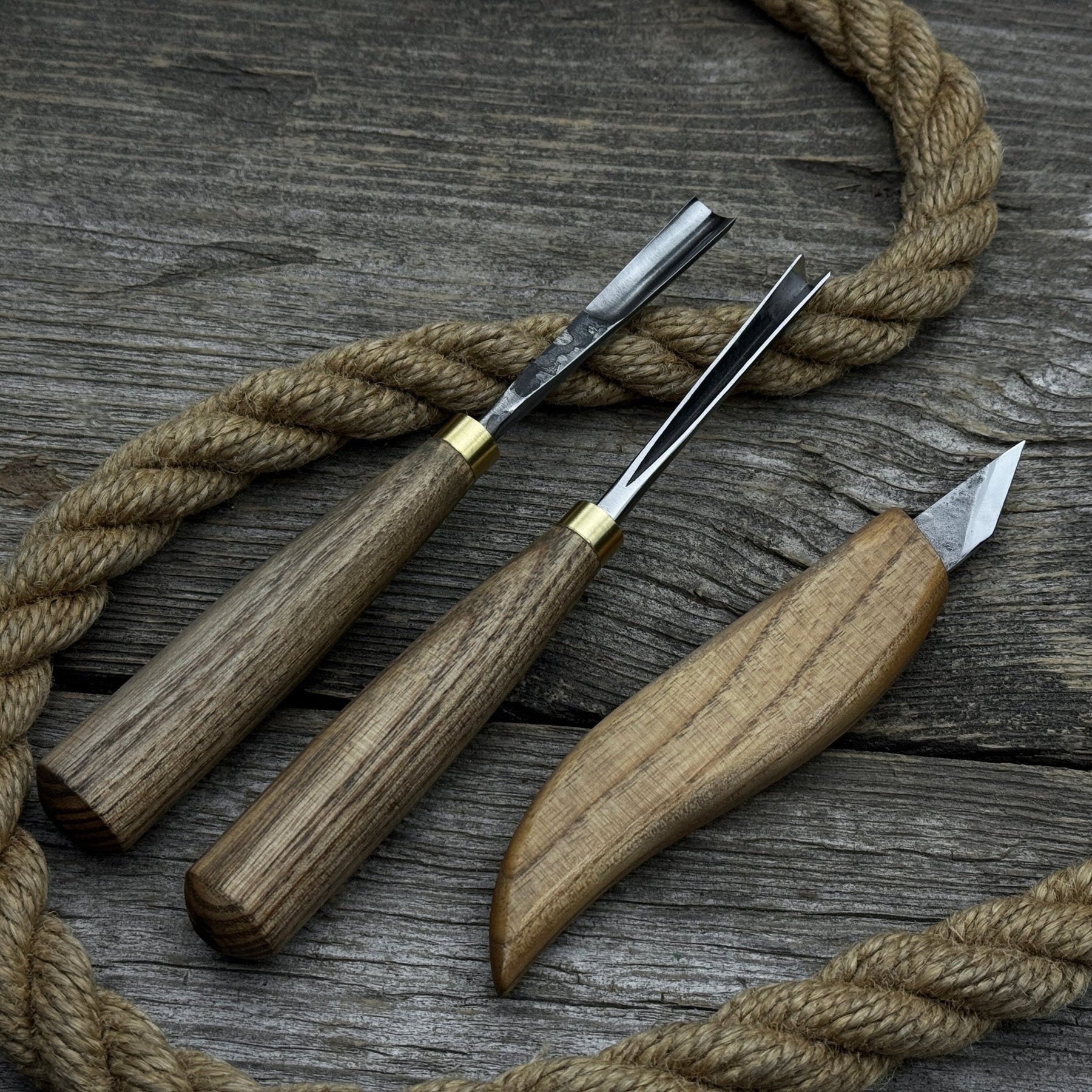 3-Piece Wood Carving Tool Set – For Geometric, Detail & Relief Carving detail view by Sharky Forged Steel Tools