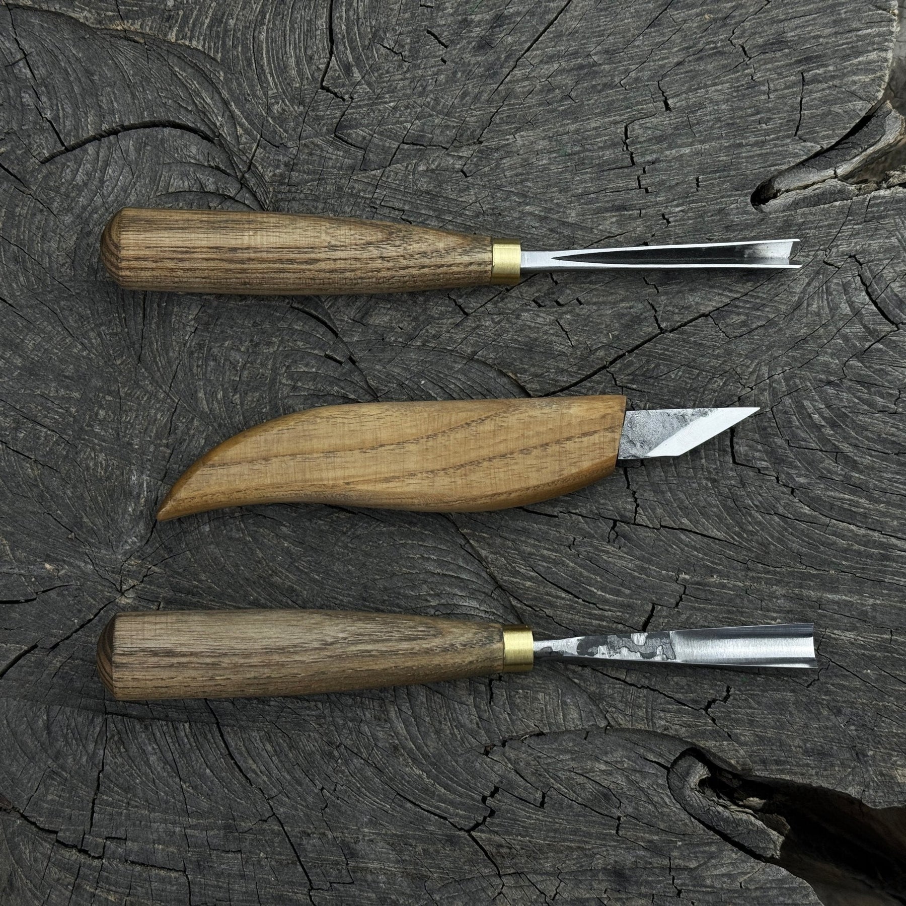 3-Piece Wood Carving Tool Set – For Geometric, Detail & Relief Carving detail view by Sharky Forged Steel Tools