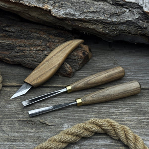 3-Piece Wood Carving Tool Set – For Geometric, Detail & Relief Carving detail view by Sharky Forged Steel Tools