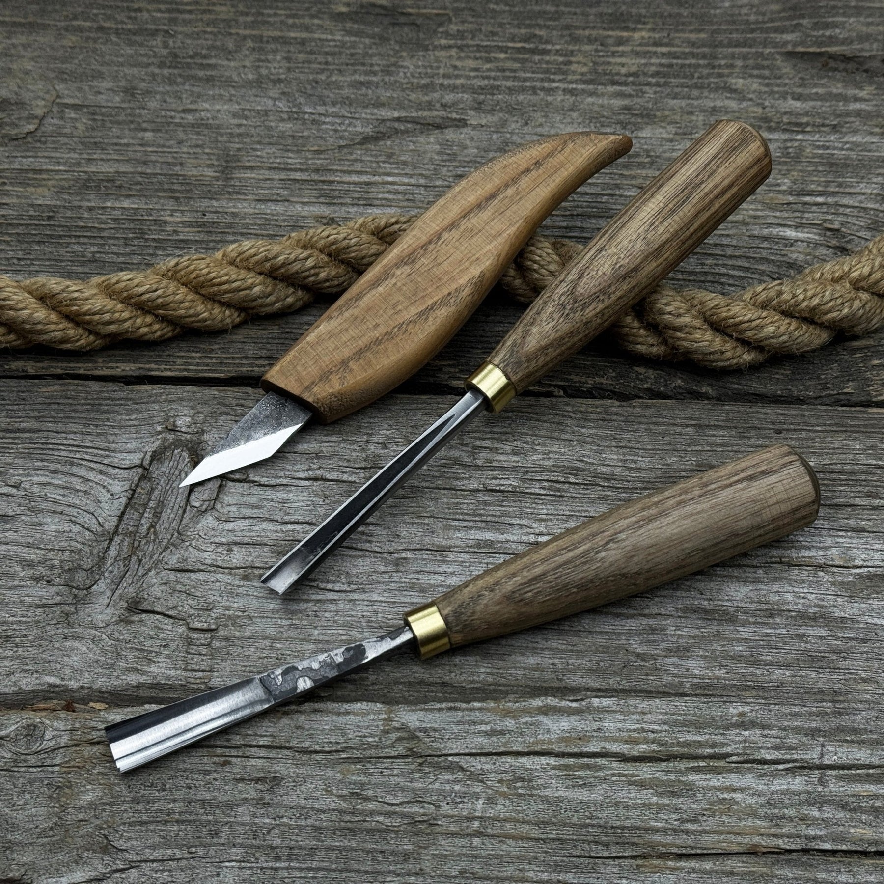3-Piece Wood Carving Tool Set – For Geometric, Detail & Relief Carving detail view by Sharky Forged Steel Tools