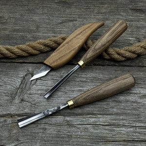 3-Piece Wood Carving Tool Set – For Geometric, Detail & Relief Carving detail view by Sharky Forged Steel Tools