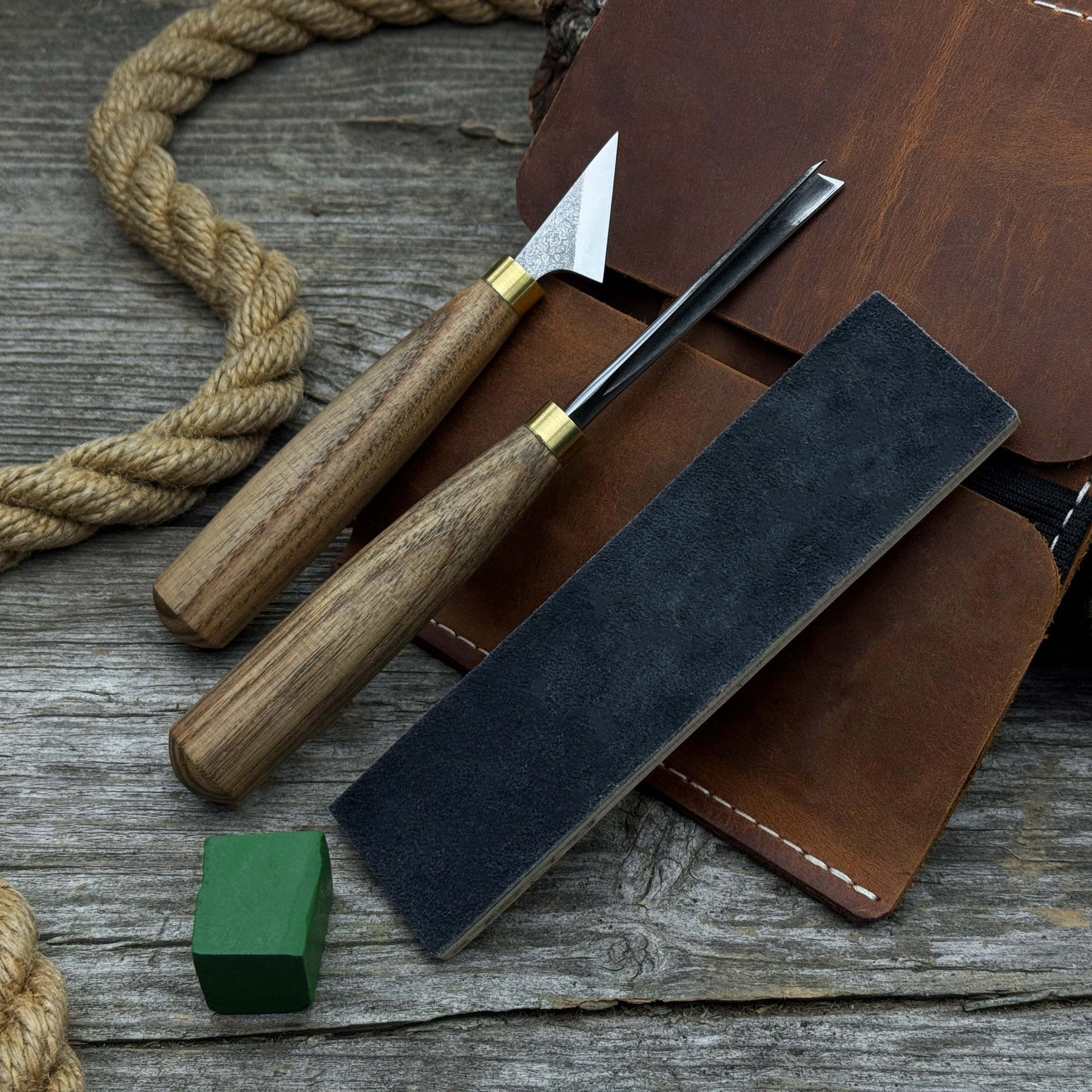 3-Piece Wood Carving Tool Set with Leather Case by Sharky Forged Steel Tools
