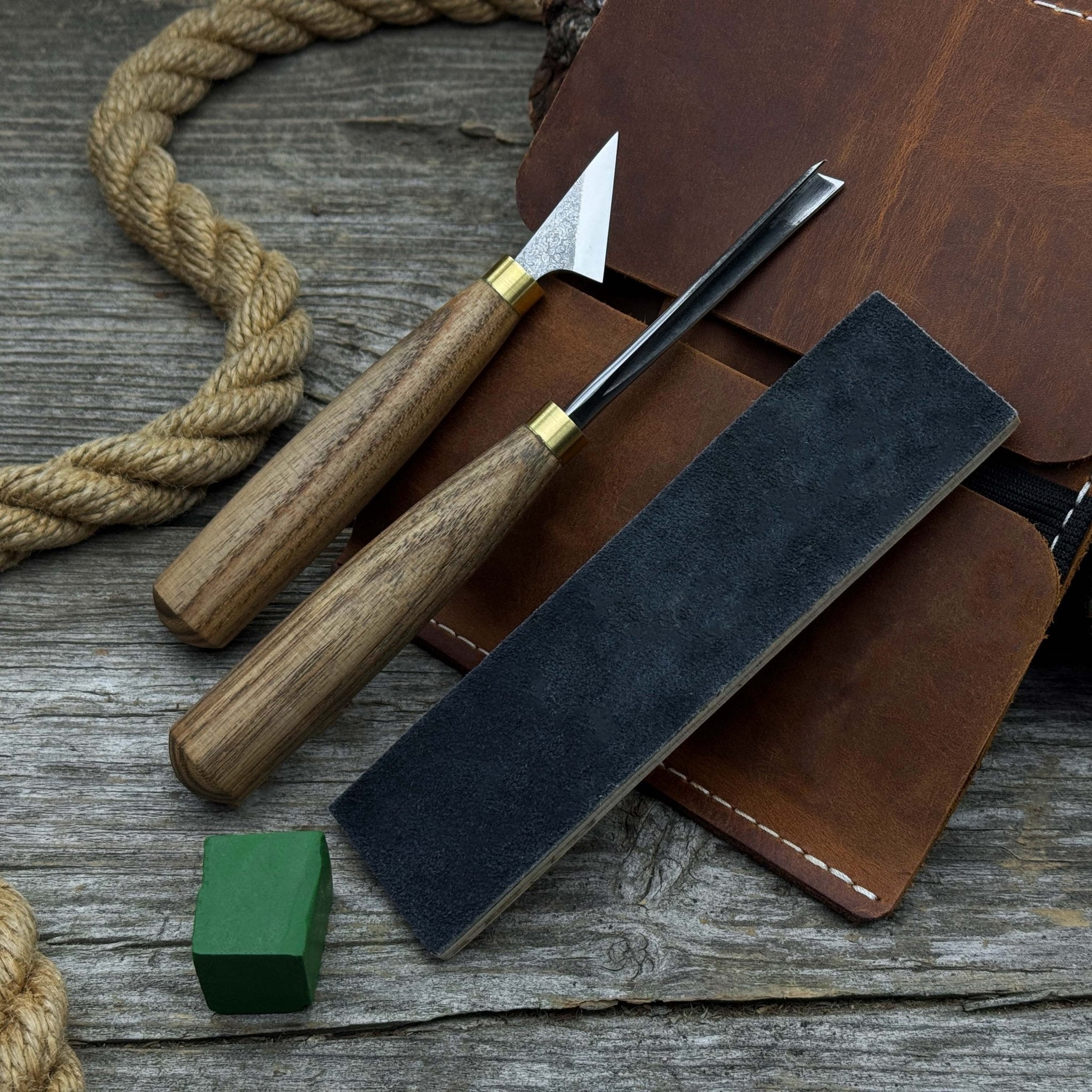 3-Piece Wood Carving Tool Set with Leather Case by Sharky Forged Steel Tools