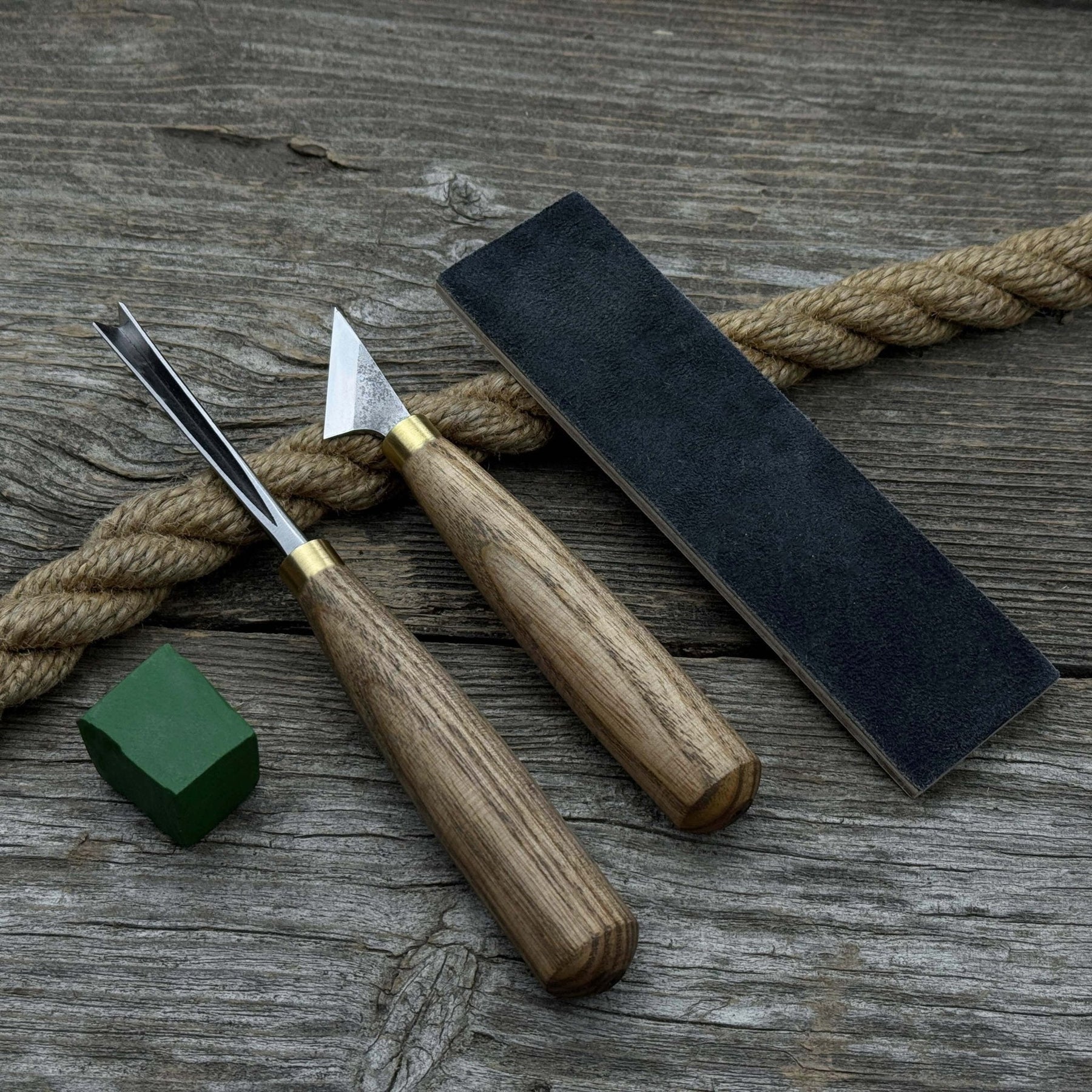 3-Piece Wood Carving Tool Set with Leather Strop by Sharky Forged Steel Tools