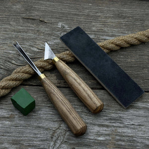 3-Piece Wood Carving Tool Set with Leather Strop by Sharky Forged Steel Tools