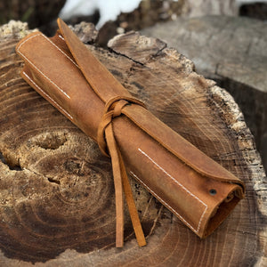 3 Pocket Leather Tool Roll detail view by Sharky Forged Steel Tools
