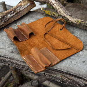 3 Pocket Leather Tool Roll detail view by Sharky Forged Steel Tools
