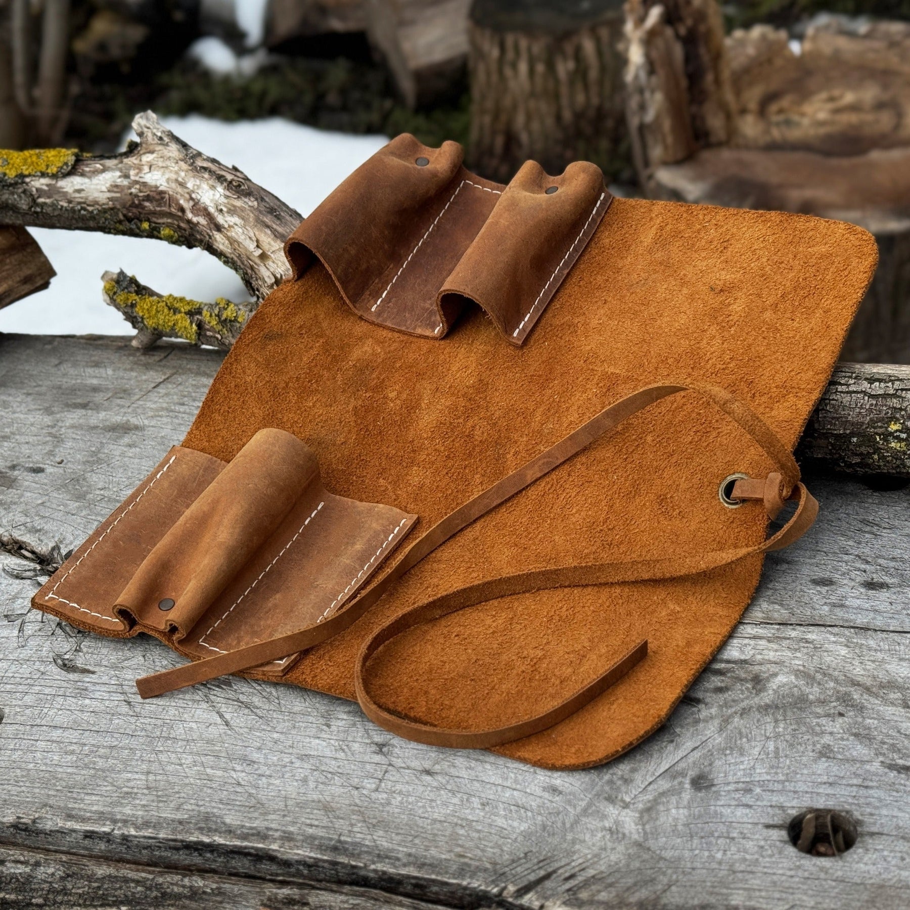 3 Pocket Leather Tool Roll by Sharky Forged Steel Tools
