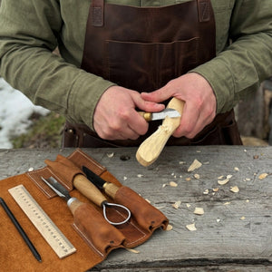 3 Pocket Leather Tool Roll detail view by Sharky Forged Steel Tools