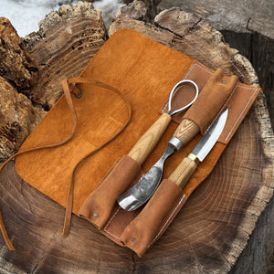 3 Pocket Leather Tool Roll detail view by Sharky Forged Steel Tools