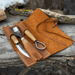 3 Pocket Leather Tool Roll detail view by Sharky Forged Steel Tools