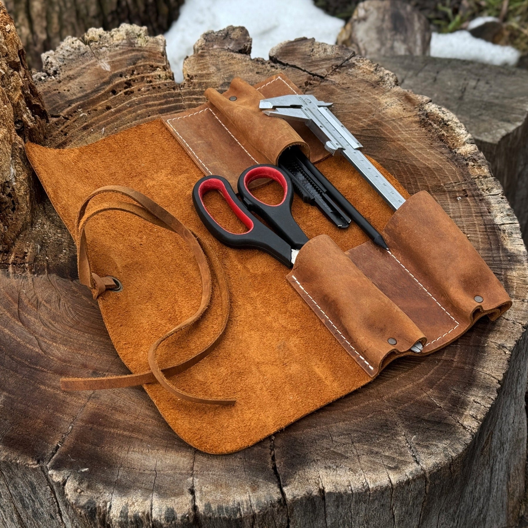 3 Pocket Leather Tool Roll by Sharky Forged Steel Tools