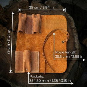 3 Pocket Leather Tool Roll detail view by Sharky Forged Steel Tools
