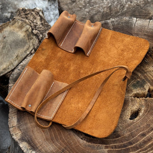 3 Pocket Leather Tool Roll detail view by Sharky Forged Steel Tools
