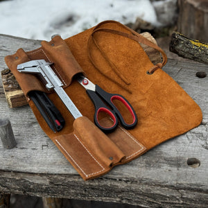 3 Pocket Leather Tool Roll detail view by Sharky Forged Steel Tools