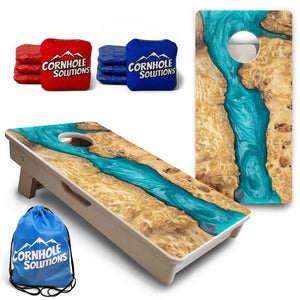 Teal Epoxy - Mini or Vacation Size Cornhole Boards by Cornhole Solutions, Southern food gift main product photo