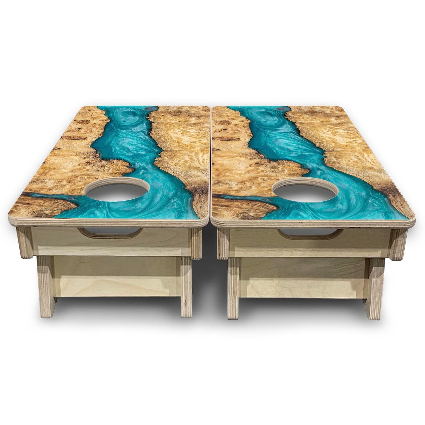 Teal Epoxy - Mini or Vacation Size Cornhole Boards by Cornhole Solutions, Southern food gift detail photo 4