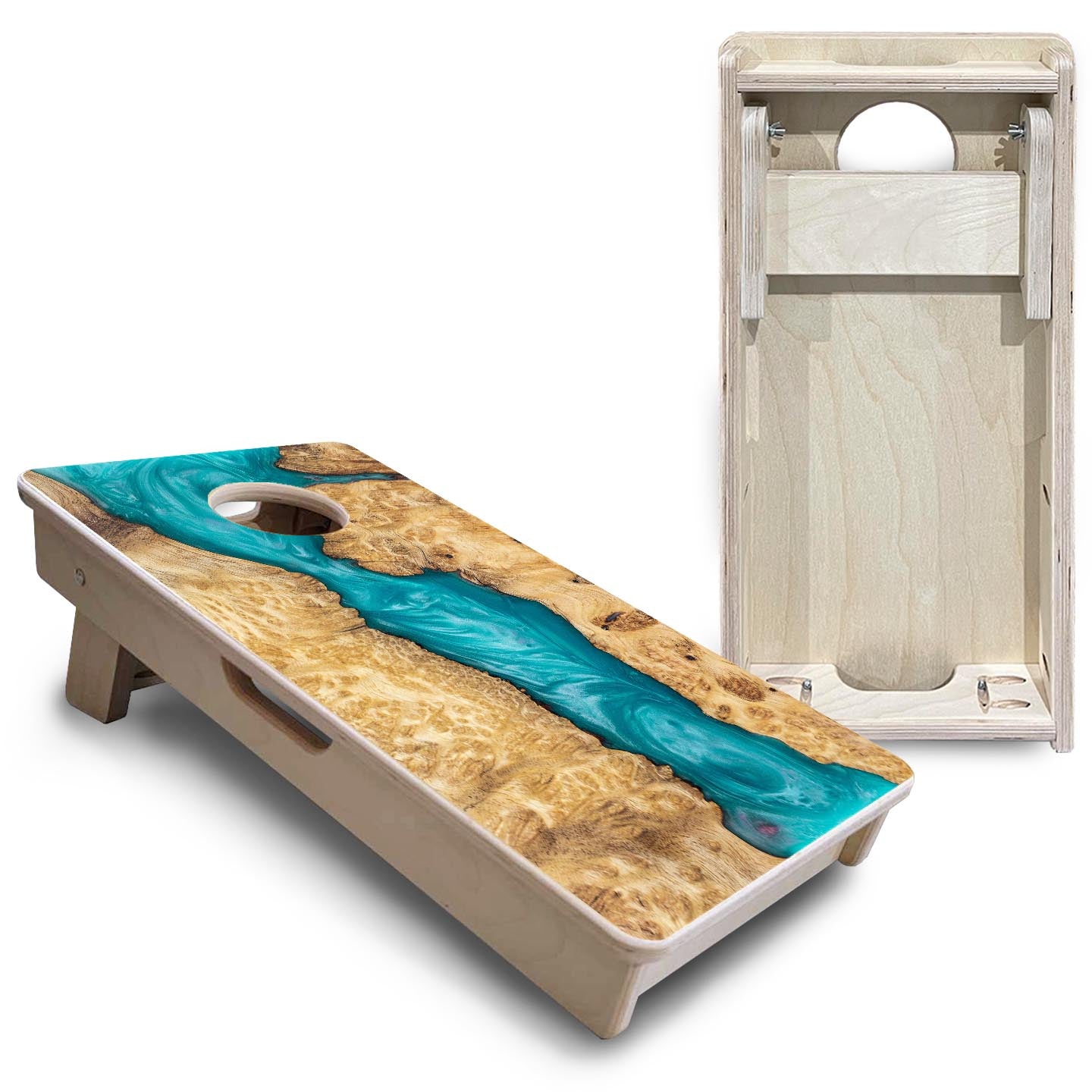 Teal Epoxy - Mini or Vacation Size Cornhole Boards by Cornhole Solutions, Southern food gift detail photo 5