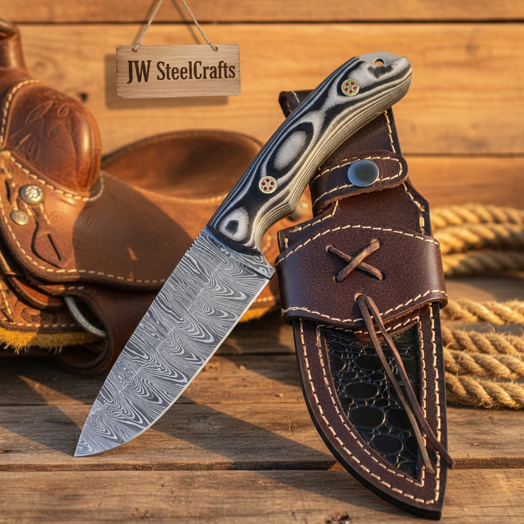Marblewood Skinner Knife 10" by JW SteelCrafts