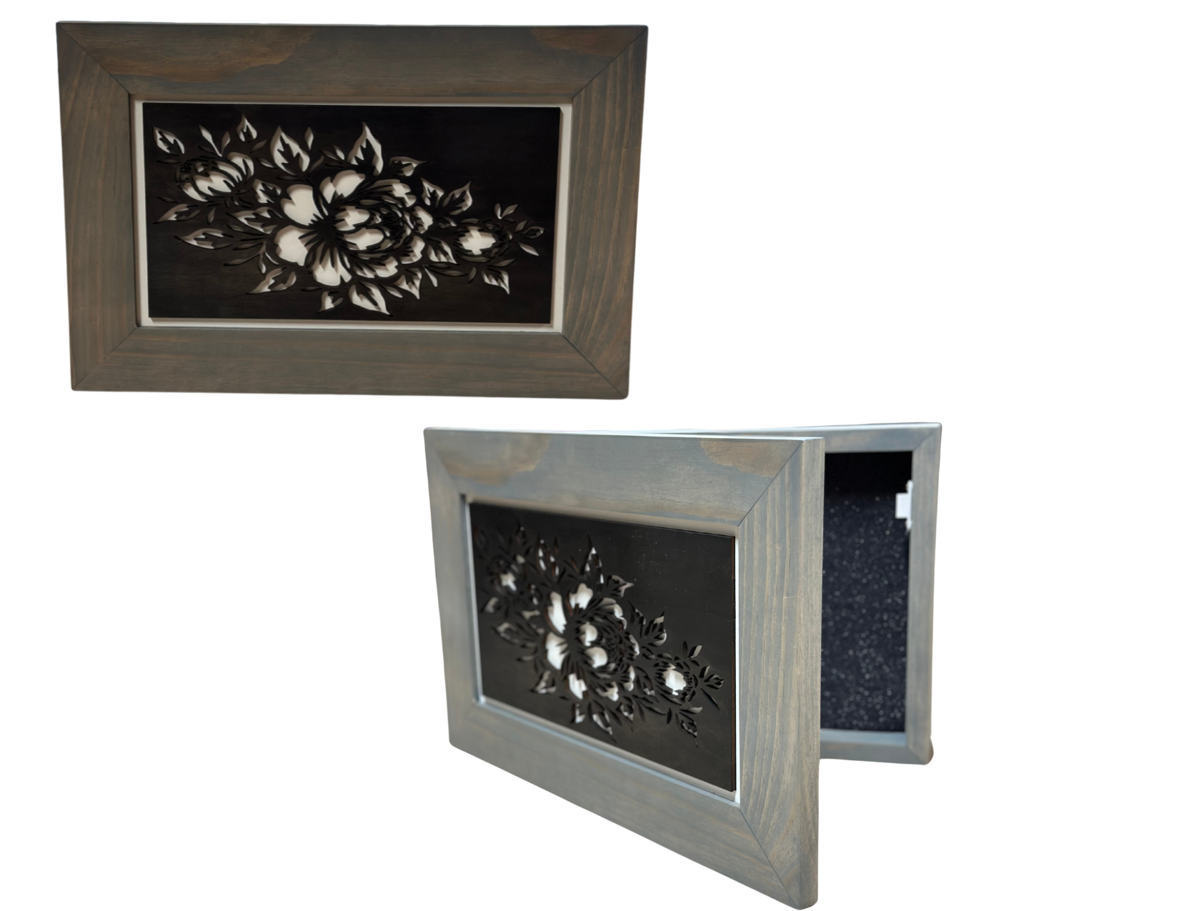 Peony (Gray) Gun Safe - Wall Mounted Decorative Secure Gun Cabinet by Bellewood Designs, Southern home decor main product photo