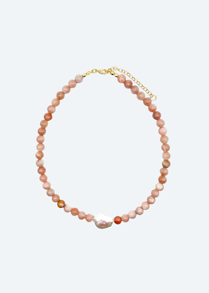 The Dallas Light Brown Beaded Pearl Necklace by London Crafted