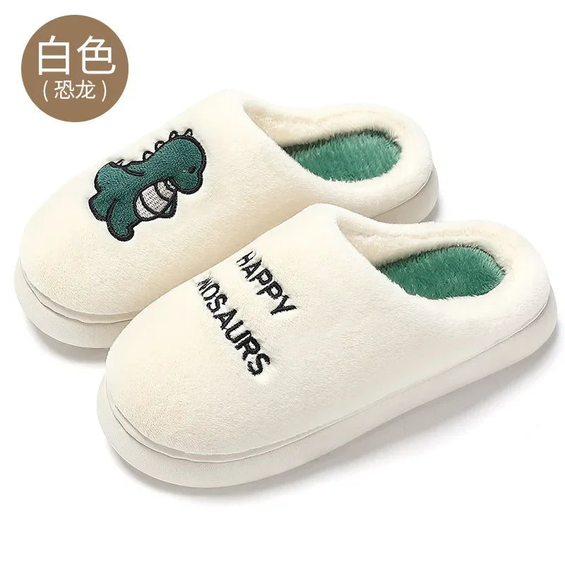 Plush Slipper Happy Dinosaur  Winter Fur Cotton Warm Non Slip Grip by The Mississippi Mermaid Mercantile - view 3