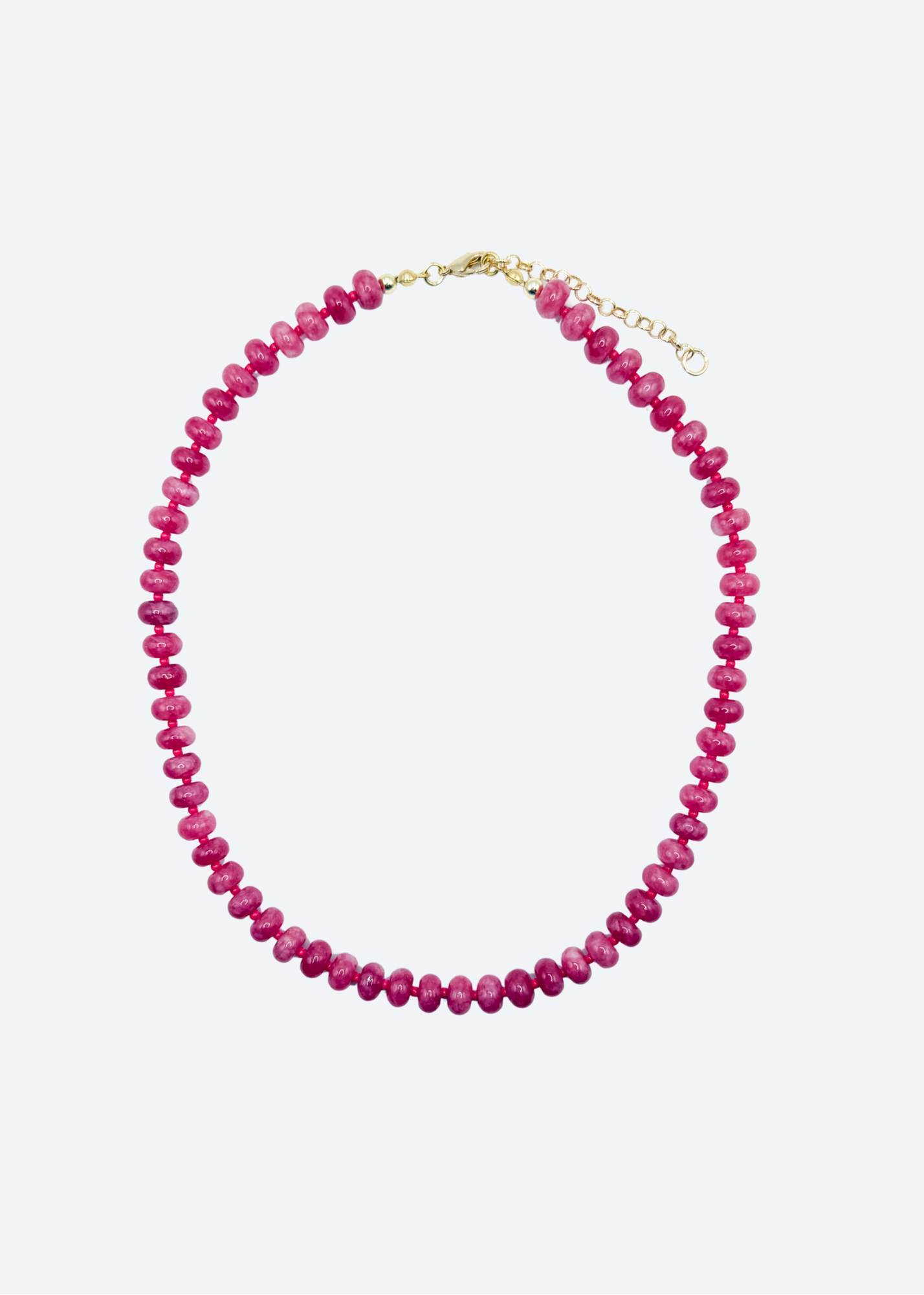 The Atlanta Watermelon Pink Rondelle Beaded Necklace by London Crafted