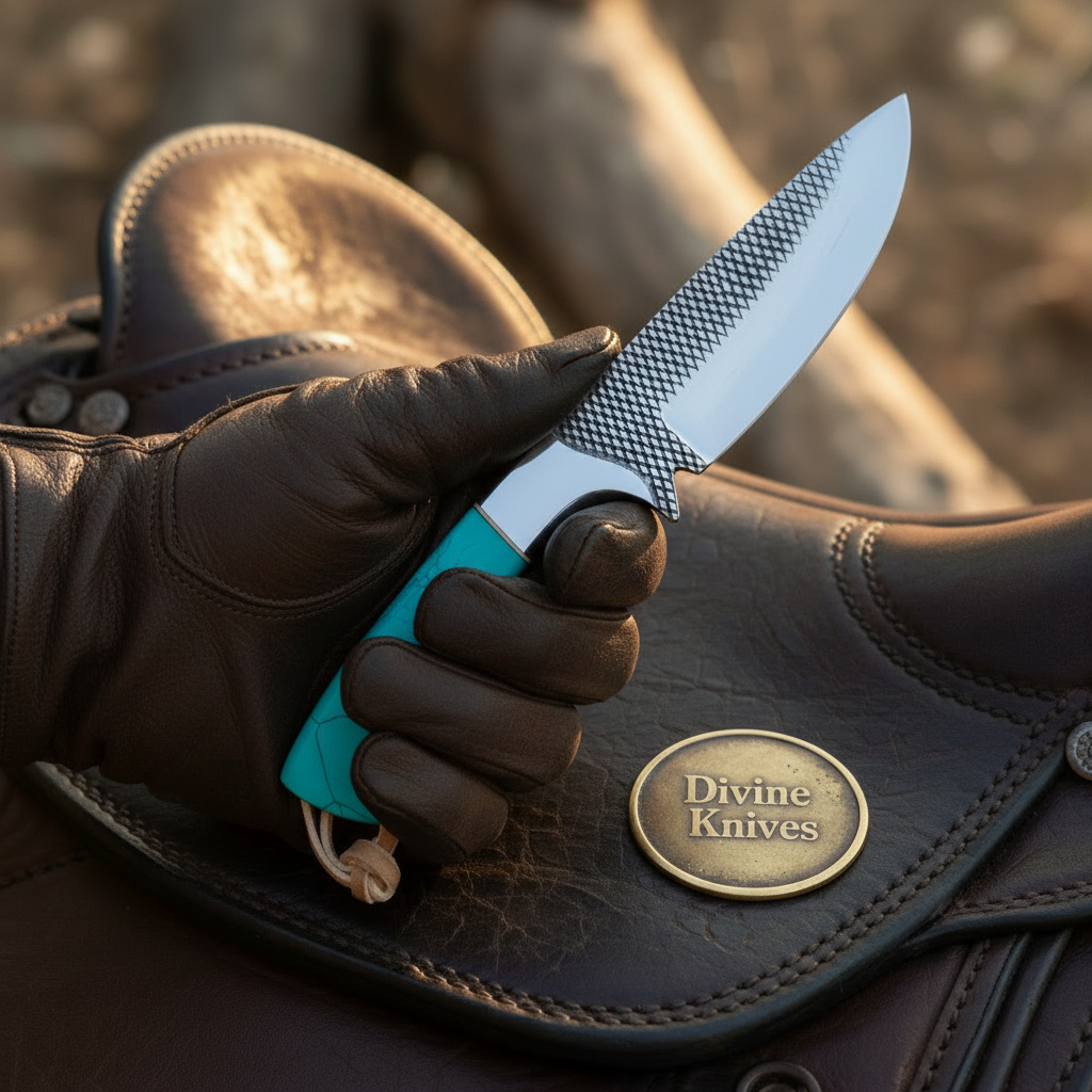 Turquoise Stone Skinner Knife by Divine Knives