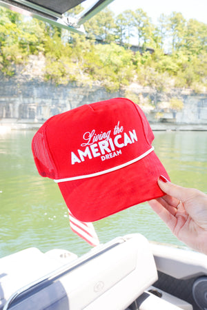 Living the American Dream - Red Vintage Trucker Hat by KenzKustomz, Southern lifestyle apparel detail photo 7