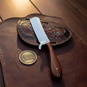 Walnut Cowboy Bull Cutter Knife with High by Divine Knives