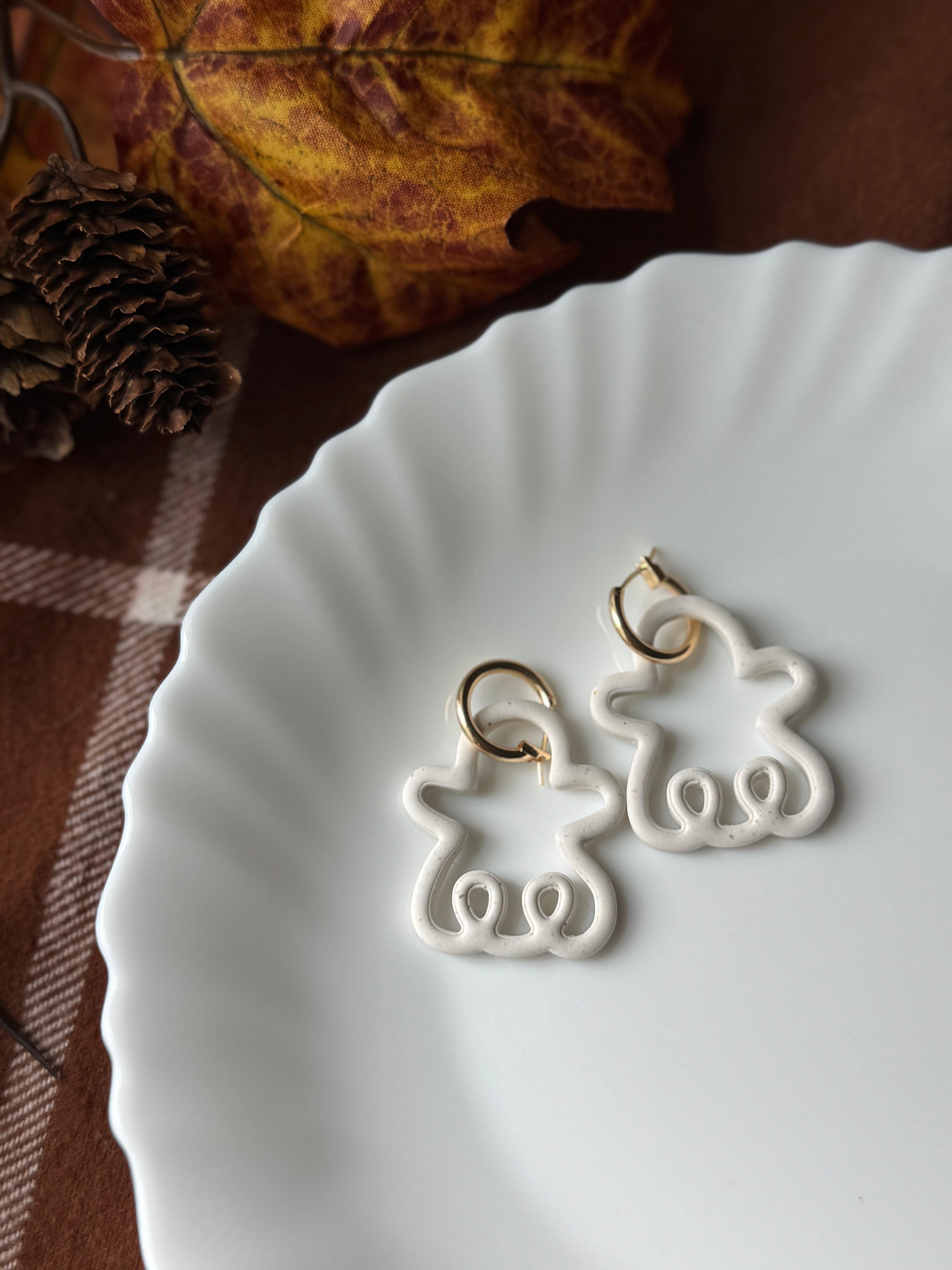 Ghost Outline Hoops handmade polymer clay earrings by Shop Something Earthy — view 1 of 2