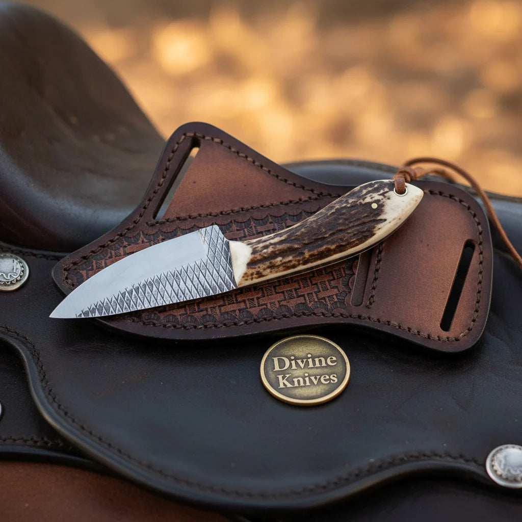 Crown Stag Drop Point Hunter Knife by Divine Knives, product view 6