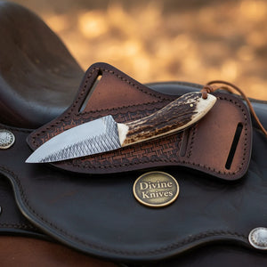 Crown Stag Drop Point Hunter Knife by Divine Knives, product view 6