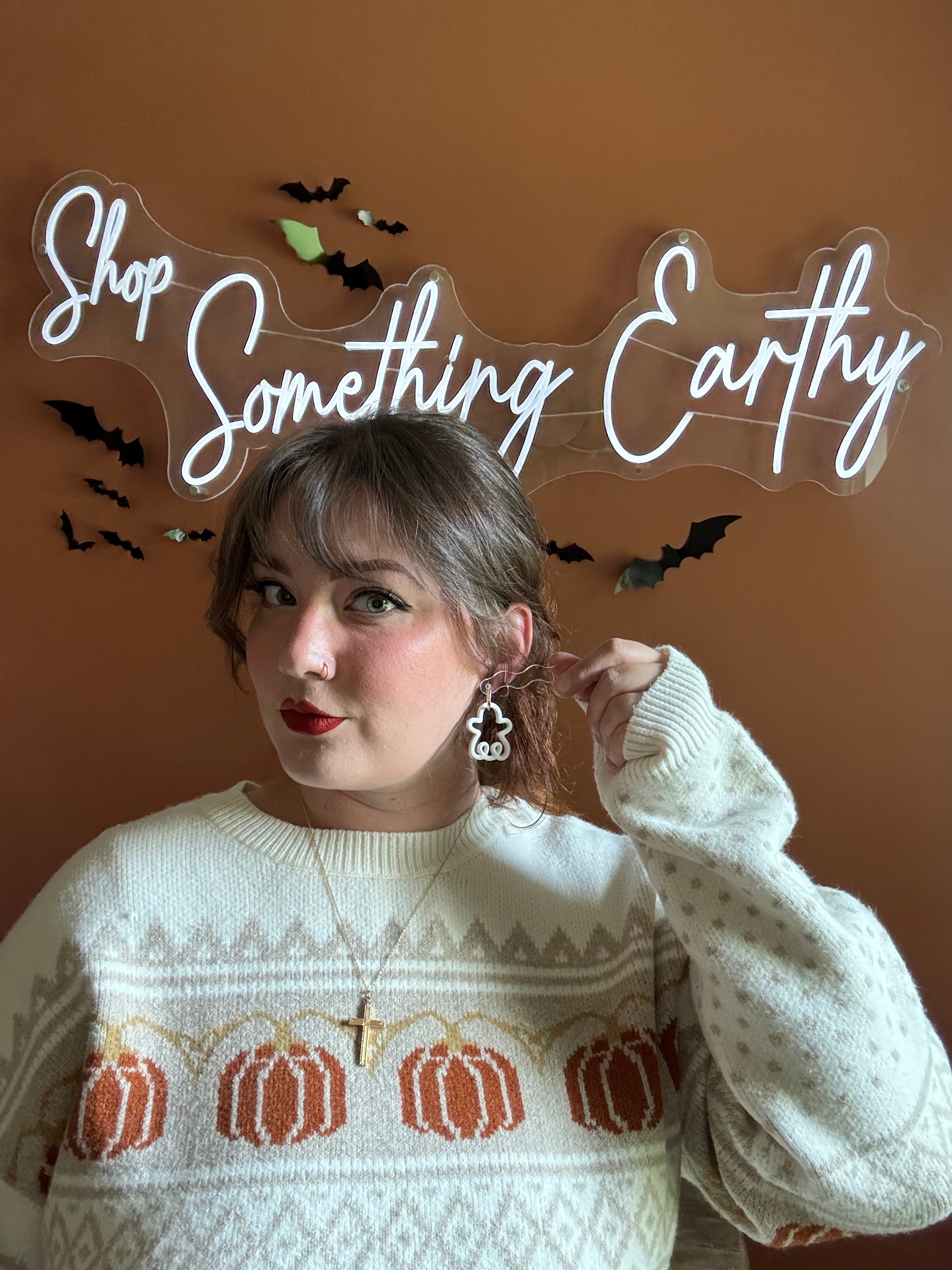 Ghost Outline Hoops handmade polymer clay earrings by Shop Something Earthy — view 2 of 2