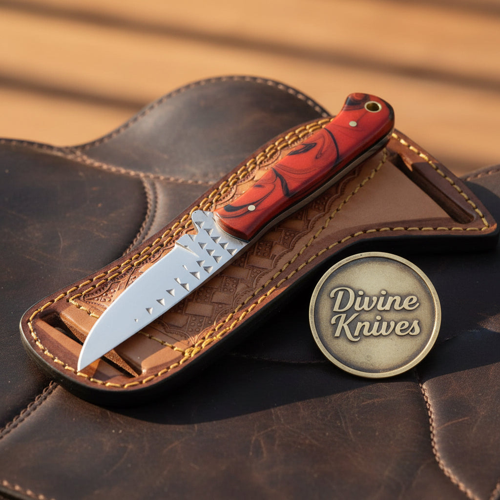 Red Swirl Resin Rasp Skinner with Skinner product detail, view 2