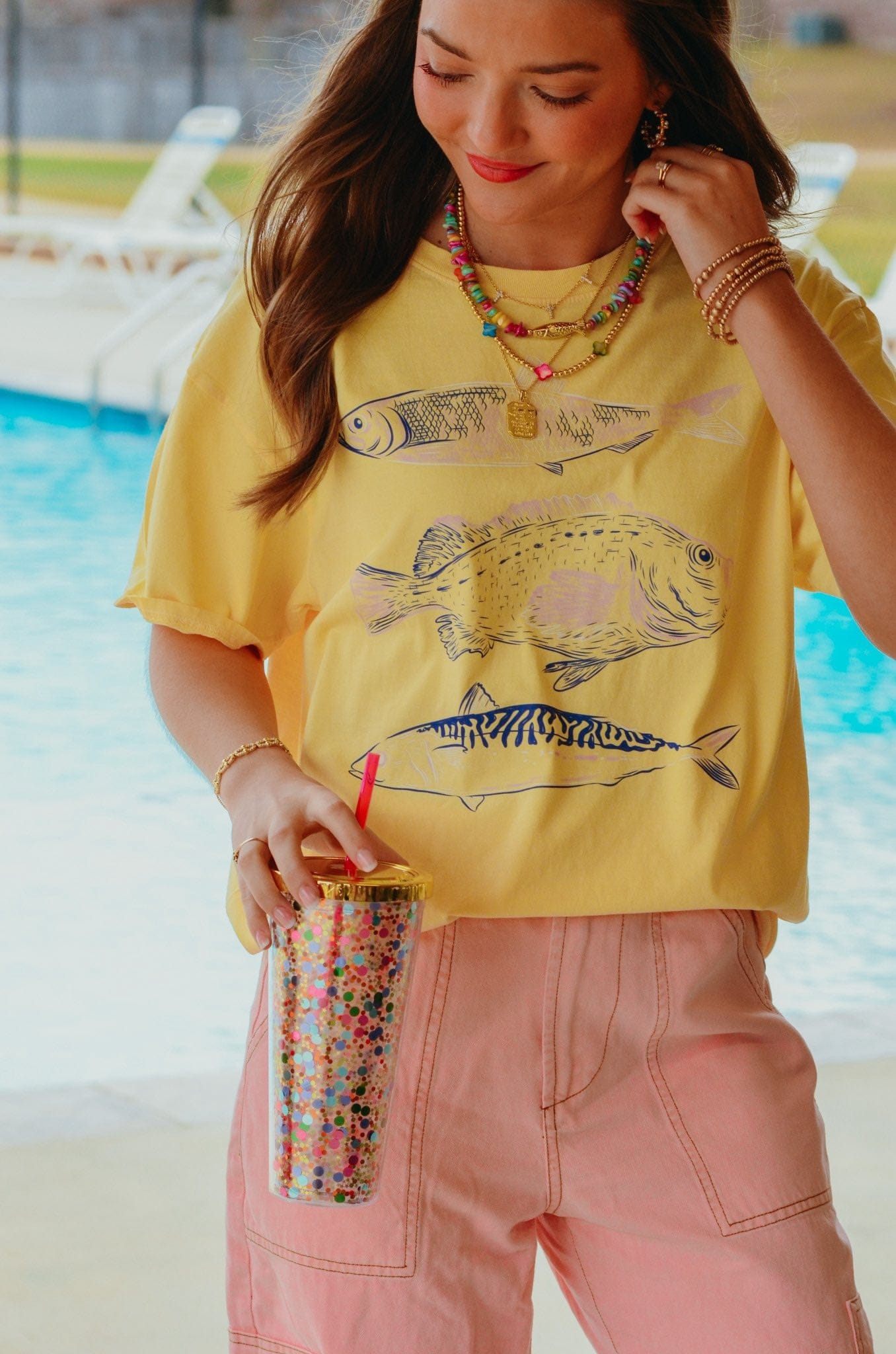 3 Fish Yellow Tee by Southern Bliss Company, Southern lifestyle apparel main product photo