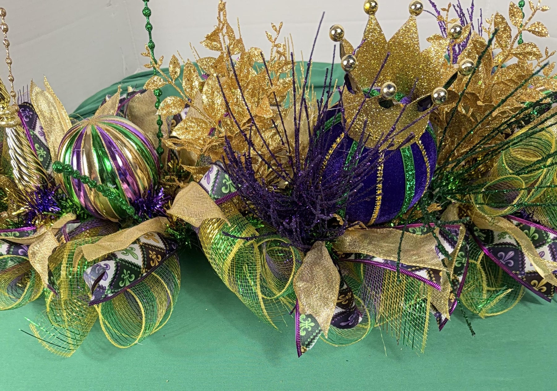 Mardi Gras Garland | Purple, Green & Gold Mantel Decor by Bouge Creations, view 3