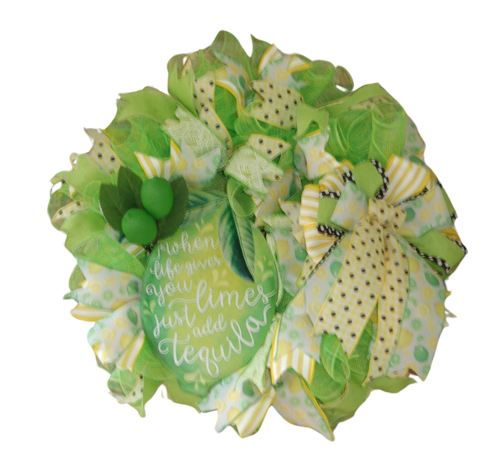 Tequila Lime Summer Wreath | Citrus Front Door Decor by Bouge Creations, view 2