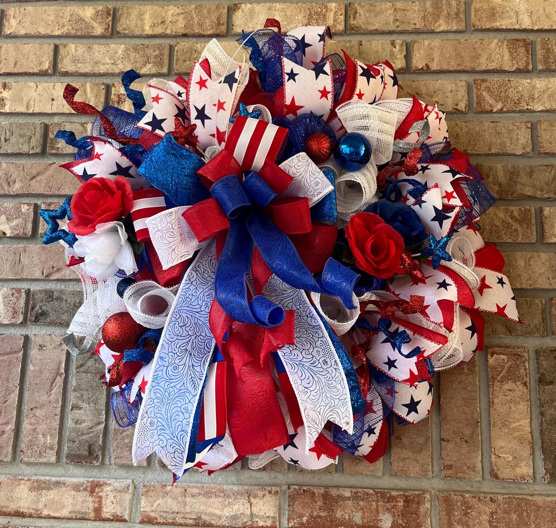 Patriotic 4th of July Wreath | Americana Door Decor by Bouge Creations, view 5